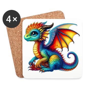 Drache - Untersetzer (4er-Set) - Weiß - Vorne
