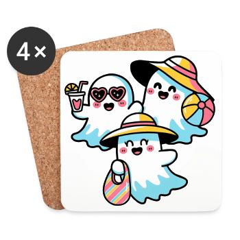 Sweet ghosts on the beach - Coasters (set of 4) - white - Front