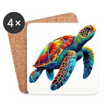 Schildkröte - Untersetzer (4er-Set) - Weiß - Vorne