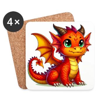 Dragon - Dessous de verre (lot de 4) - blanc - Devant