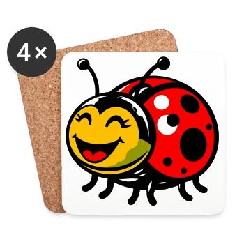Ladybird - Coasters (set of 4) - white - Front