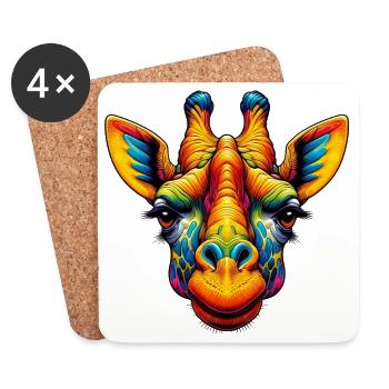 Girafe - Dessous de verre (lot de 4) - blanc - Devant