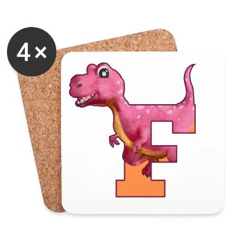 F - DINOSAURIER, Personalisierbar - Untersetzer (4er-Set) - Weiß - Vorne