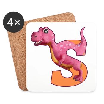 S - DINOSAUR, customizable - Coasters (set of 4) - white - Front