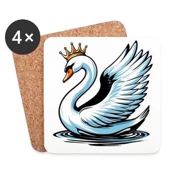 Cygne - Dessous de verre (lot de 4) - blanc - Devant
