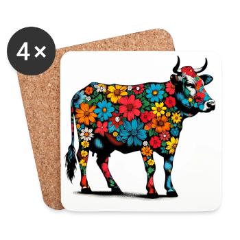 Vache - Dessous de verre (lot de 4) - blanc - Devant