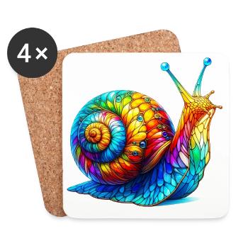 Schnecke - Untersetzer (4er-Set) - Weiß - Vorne