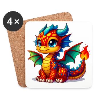 Dragon - Dessous de verre (lot de 4) - blanc - Devant
