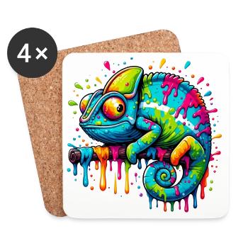 Caméléon - Dessous de verre (lot de 4) - blanc - Devant