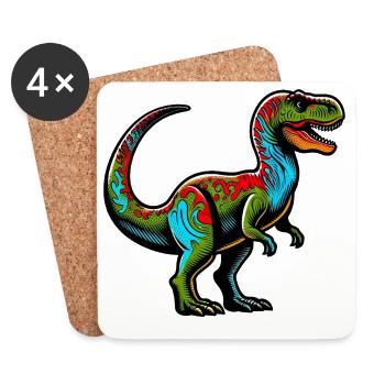 Dinosaure - Dessous de verre (lot de 4) - blanc - Devant