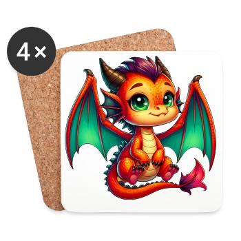 Dragon - Dessous de verre (lot de 4) - blanc - Devant