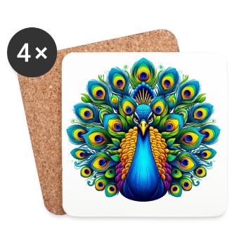 Paon - Dessous de verre (lot de 4) - blanc - Devant