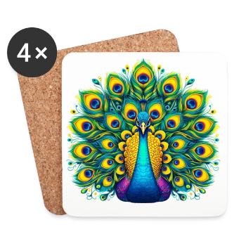 Paon - Dessous de verre (lot de 4) - blanc - Devant