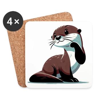 Otter - Untersetzer (4er-Set) - Weiß - Vorne