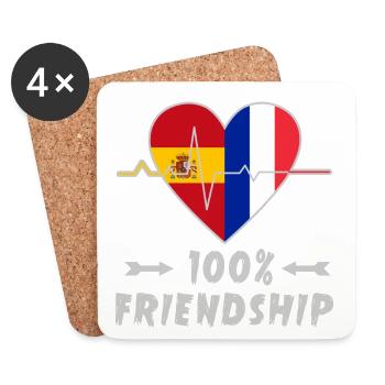 L'Espagne et la France : une amitié à 100 % - Dessous de verre (lot de 4) - blanc - Devant