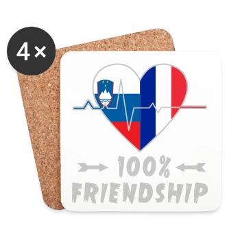 Slovenia and France 100% friendship - Coasters (set of 4) - white - Front
