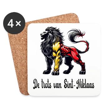 Motif du drapeau lion de Saint-Nicolas - Dessous de verre (lot de 4) - blanc - Devant