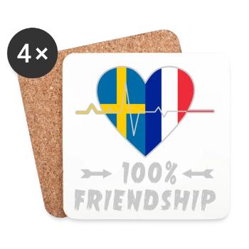 Schweden und Frankreich 100% Freundschaft - Untersetzer (4er-Set) - Weiß - Vorne