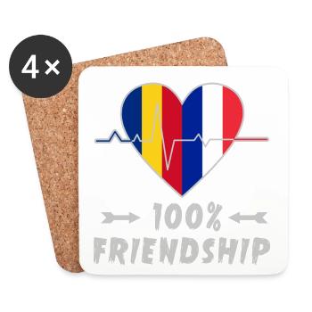 Portugal and France 100% friendship - Coasters (set of 4) - white - Front