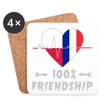Poland and France 100% friendship - Coasters (set of 4) - white - Front