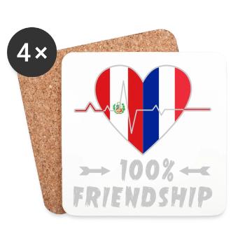 Peru und Frankreich 100% Freundschaft - Untersetzer (4er-Set) - Weiß - Vorne