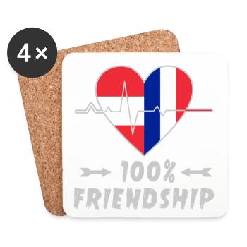 Austria and France 100% friendship - Coasters (set of 4) - white - Front