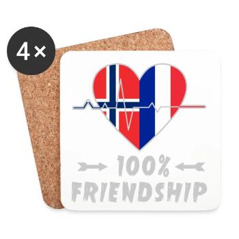Norwegen und Frankreich 100% Freundschaft - Untersetzer (4er-Set) - Weiß - Vorne