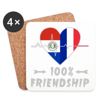 Paraguay and France 100% friendship - Coasters (set of 4) - white - Front