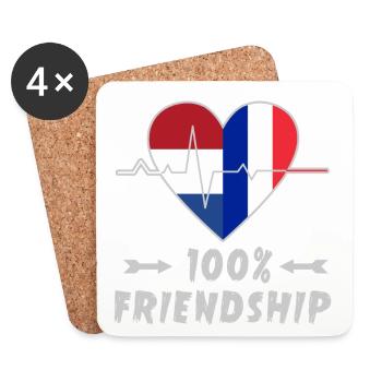 Les Pays-Bas et la France, une amitié à 100 % - Dessous de verre (lot de 4) - blanc - Devant