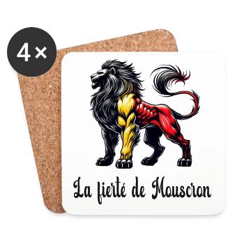 Motif du drapeau lion de Mouscron - Dessous de verre (lot de 4) - blanc - Devant