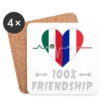 Le Mexique et la France : une amitié à 100 % - Dessous de verre (lot de 4) - blanc - Devant