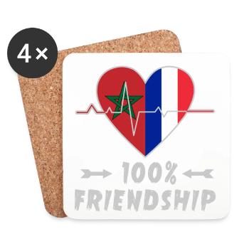 Le Maroc et la France : une amitié à 100 % - Dessous de verre (lot de 4) - blanc - Devant