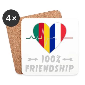 Cameroon and France 100% friendship - Coasters (set of 4) - white - Front