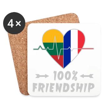 Lithuania and France 100% friendship - Coasters (set of 4) - white - Front