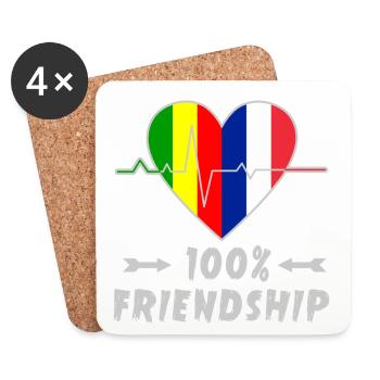 100 % amitié entre le Mali et la France - Dessous de verre (lot de 4) - blanc - Devant