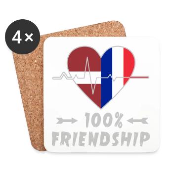 Lettland und Frankreich 100% Freundschaft - Untersetzer (4er-Set) - Weiß - Vorne