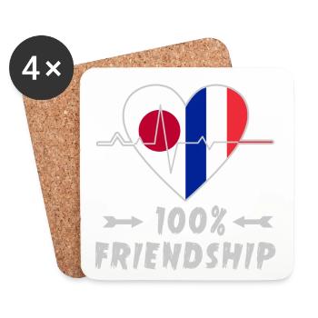 Le Japon et la France : une amitié à 100 % - Dessous de verre (lot de 4) - blanc - Devant