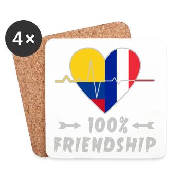 Colombia and France 100% friendship - Coasters (set of 4) - white - Front