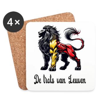 Leuven Löwe Flaggen Design - Untersetzer (4er-Set) - Weiß - Vorne