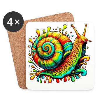 Escargot - Dessous de verre (lot de 4) - blanc - Devant