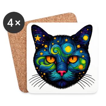 Cat - Coasters (set of 4) - white - Front