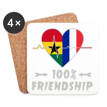 Ghana and France 100% friendship - Coasters (set of 4) - white - Front