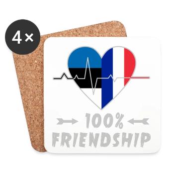 Estonia and France 100% friendship - Coasters (set of 4) - white - Front