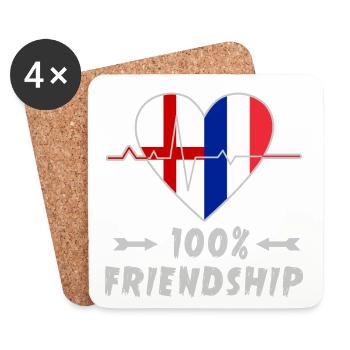 England und Frankreich 100% Freundschaft - Untersetzer (4er-Set) - Weiß - Vorne
