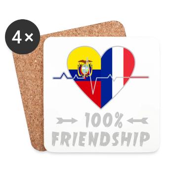 Ecuador und Frankreich 100% Freundschaft - Untersetzer (4er-Set) - Weiß - Vorne