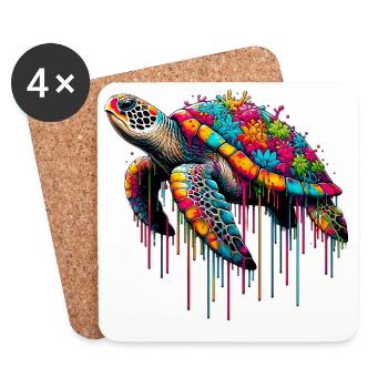 Tortue - Dessous de verre (lot de 4) - blanc - Devant