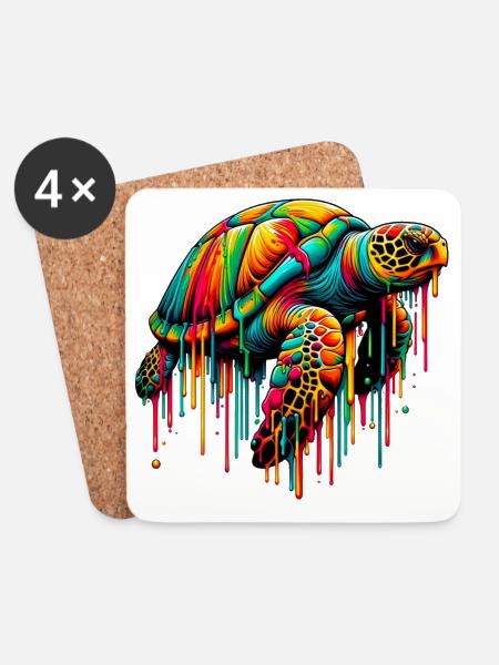 Schildkröte - Untersetzer (4er-Set) - Weiß