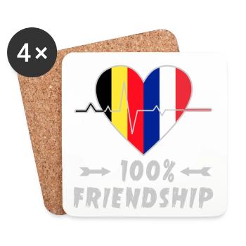 La Belgique et la France, une amitié à 100 % - Dessous de verre (lot de 4) - blanc - Devant