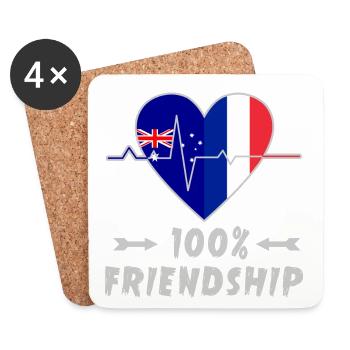 Australien und Frankreich 100% Freundschaft - Untersetzer (4er-Set) - Weiß - Vorne