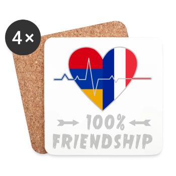 Armenia and France 100% friendship - Coasters (set of 4) - white - Front